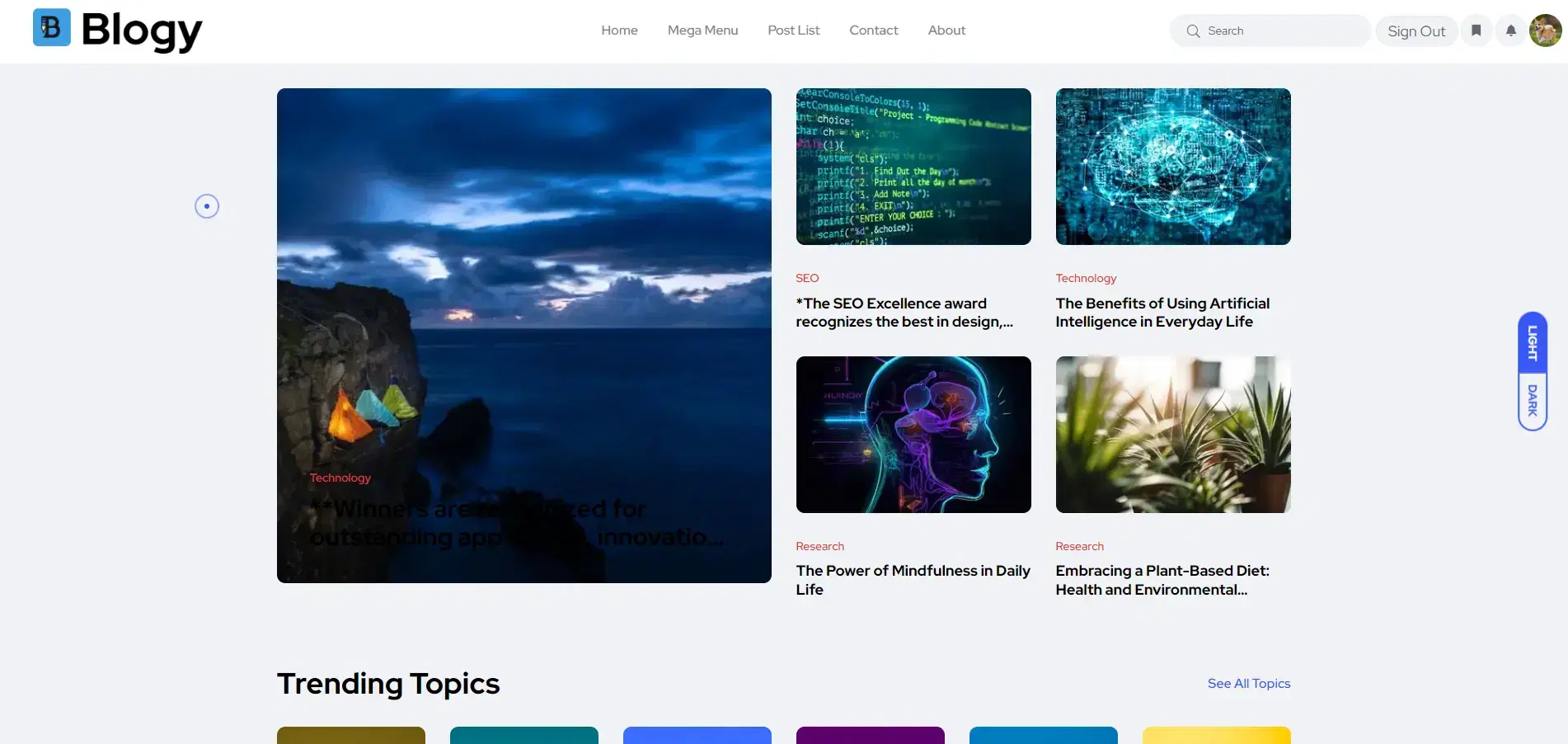 Blogy project screenshot